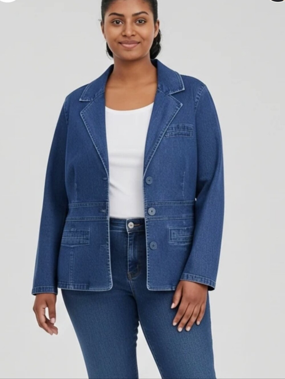 Denim Blazer Jacket - Blue